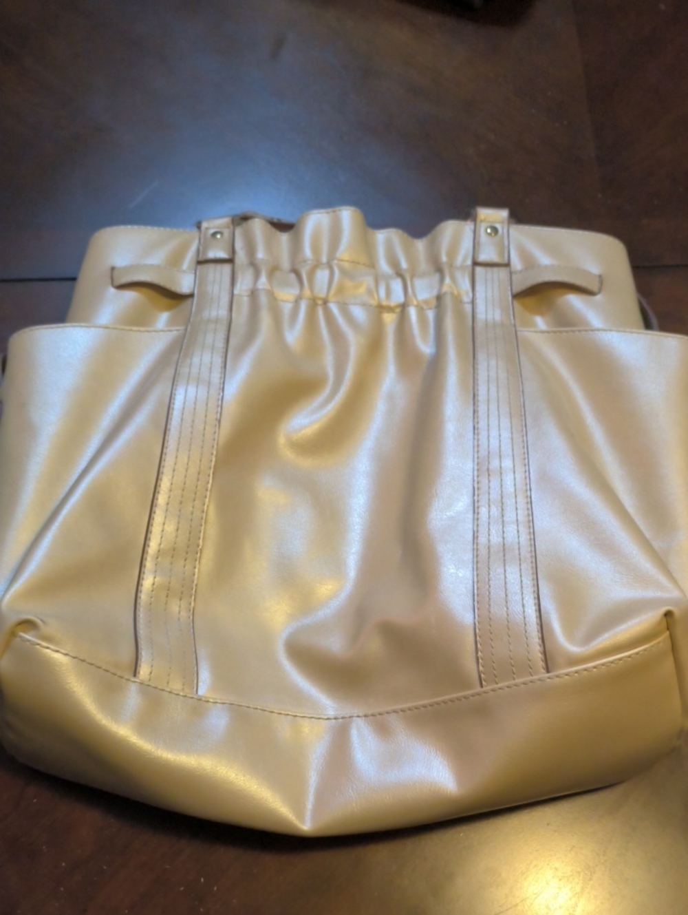 Axcess Metallic Cream Drawstring Tote